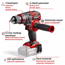 Einhell TP-CD 18/80 Li-i BL Akülü Darbeli Matkap/Vidalama (Solo) – 4514305