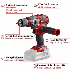 Einhell 18V 80Nm Kömürsüz Akülü Vidalama 4514300