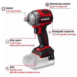 Einhell 18V 350Nm Kömürsüz Darbeli Somun Sıkma Solo 4510055