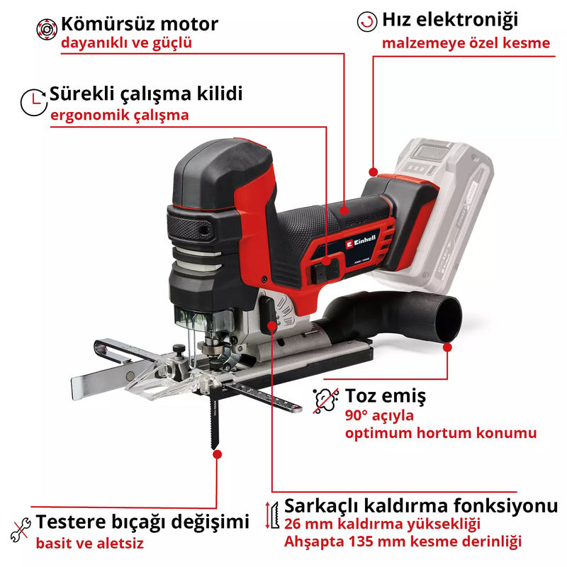 Einhell 18V 135mm Kömürsüz Dekupaj Testere Solo 4321265